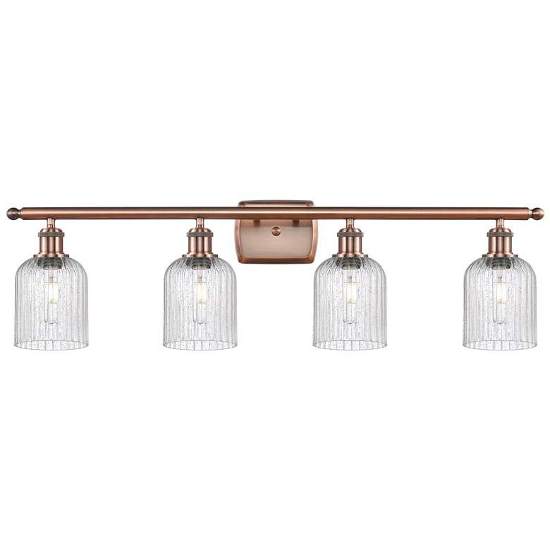 Image 1 Ballston Bridal Veil 4 Light 35" Bath Vanity Antique Copper Seedy Shade
