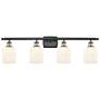 Ballston Bridal Veil 4 Light 35" Bath Vanity Black Brass Gloss White Shade