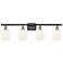 Ballston Bridal Veil 4 Light 35" Bath Vanity Black Brass Gloss White Shade