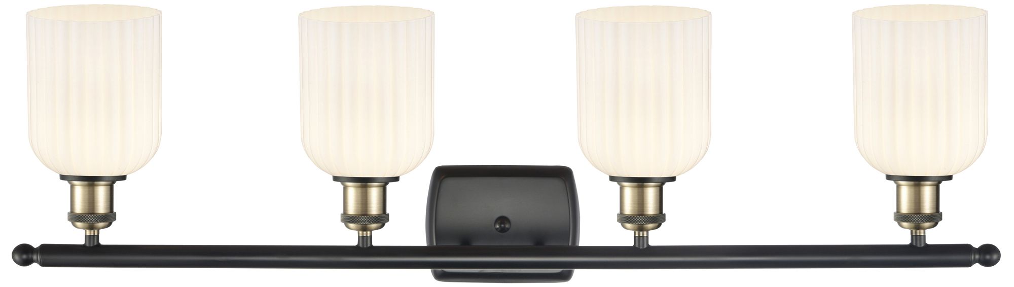 Image 2 Ballston Bridal Veil 4 Light 35" Bath Vanity Black Brass Gloss White Shade more views