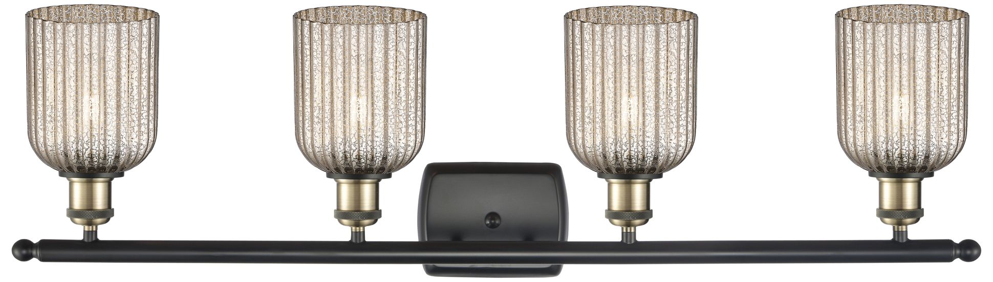 Image 4 Ballston Bridal Veil 4 Light 35" Bath Vanity Black   Brass Mercury Shade more views