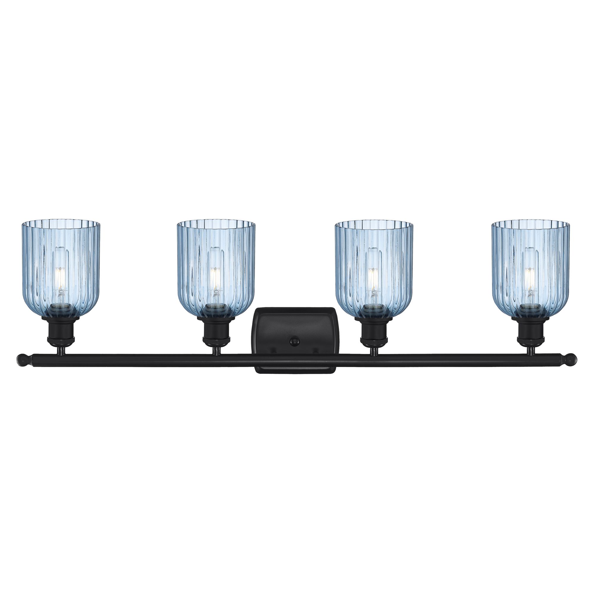 Image 2 Ballston Bridal Veil 4 Light 35" Bath Vanity Black Princess Blue Shade more views