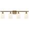 Ballston Bridal Veil 4 Light 35" Bath Vanity Brass Gloss White Shade
