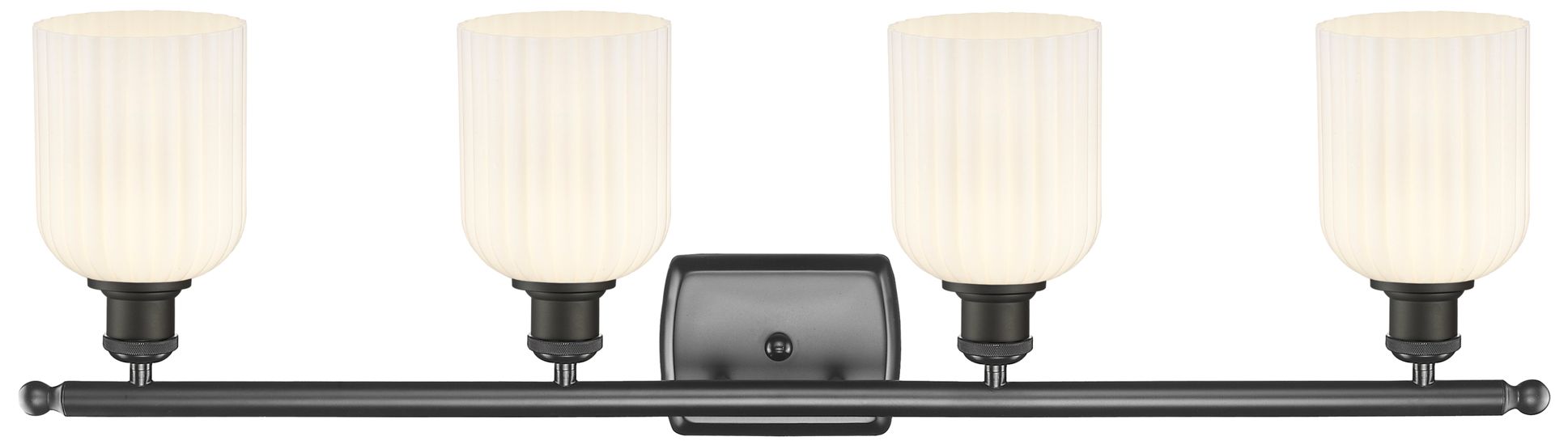 Image 2 Ballston Bridal Veil 4 Light 35" Bath Vanity Bronze Gloss White Shade more views