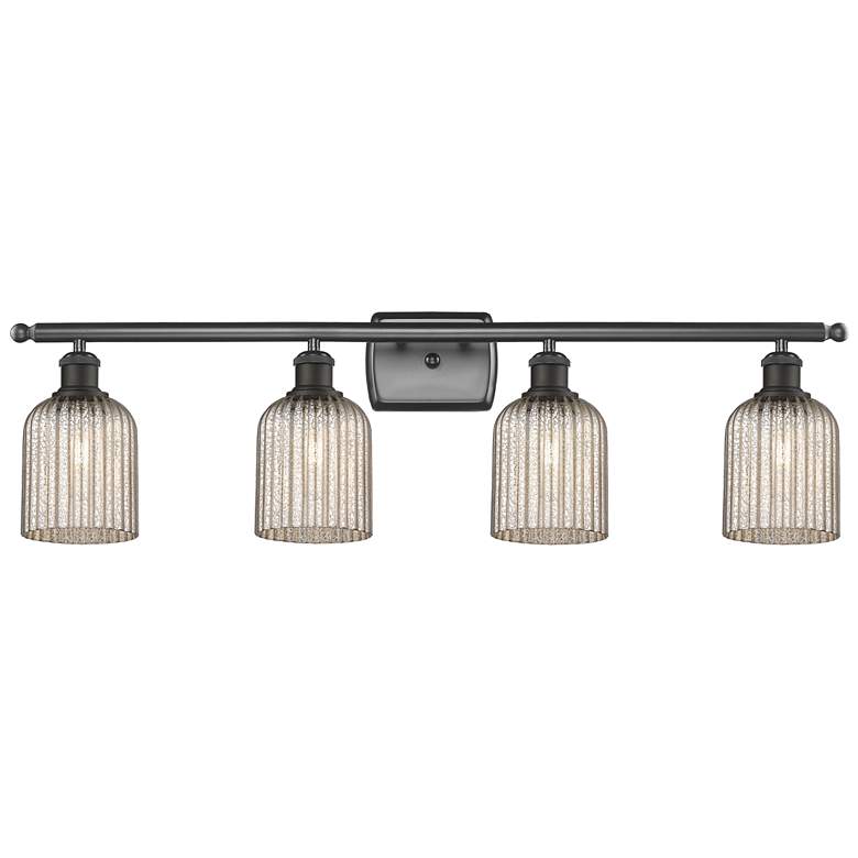 Image 1 Ballston Bridal Veil 4 Light 35" Bath Vanity Bronze Mercury Shade