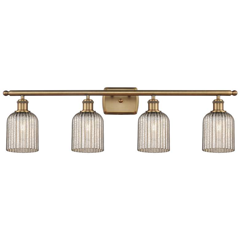 Image 1 Ballston Bridal Veil 4 Light 35" Bath Vanity Brushed Brass Mercury Shade