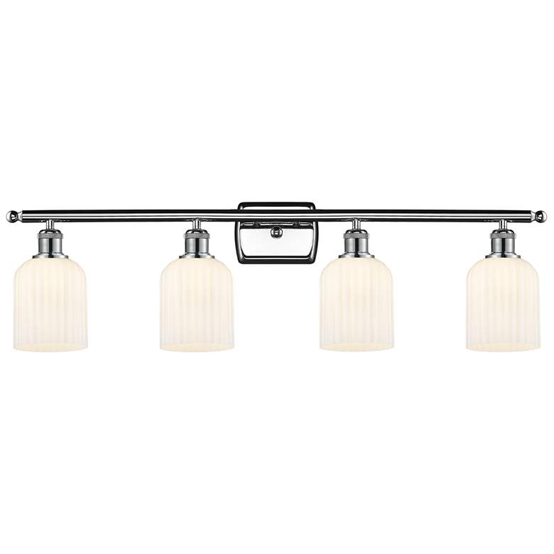 Image 1 Ballston Bridal Veil 4 Light 35" Bath Vanity Chrome Gloss White Shade