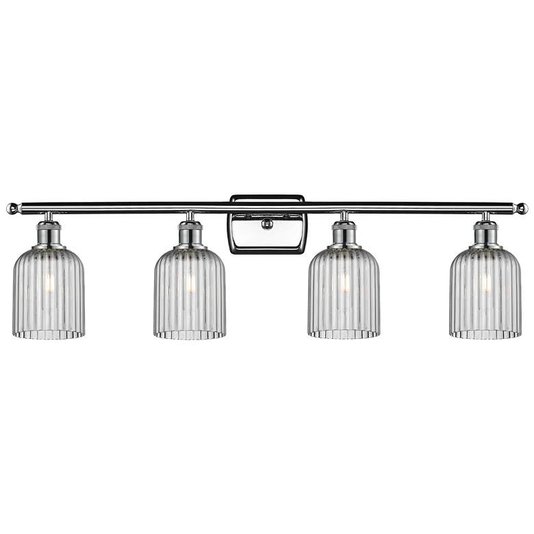 Image 1 Ballston Bridal Veil 4 Light 35" Bath Vanity Chrome Light Smoke Shade