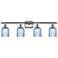Ballston Bridal Veil 4 Light 35" Bath Vanity Chrome Princess Blue Shade