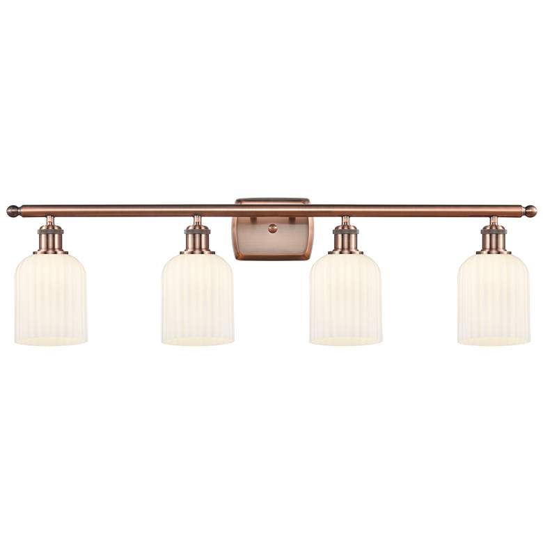 Image 1 Ballston Bridal Veil 4 Light 35" Bath Vanity Copper Gloss White Shade