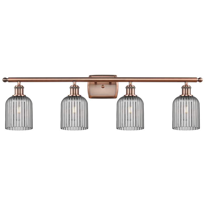 Image 1 Ballston Bridal Veil 4 Light 35" Bath Vanity Copper Light Smoke Shade