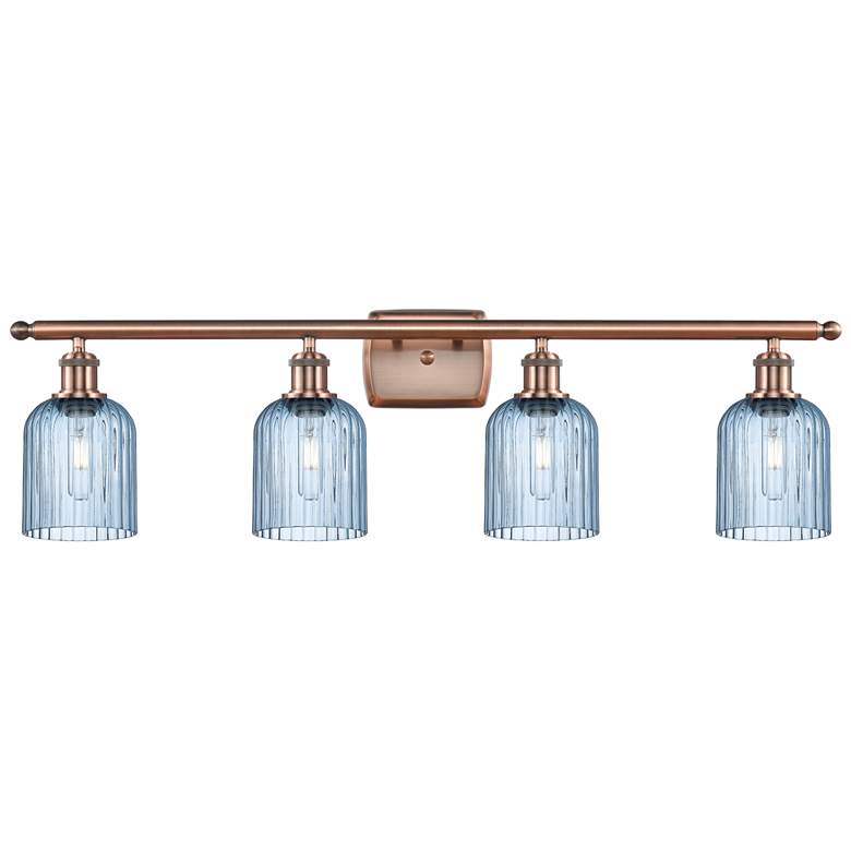 Image 1 Ballston Bridal Veil 4 Light 35" Bath Vanity Copper Princess Blue Shade