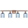 Ballston Bridal Veil 4 Light 35" Bath Vanity Copper Princess Blue Shade