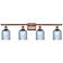 Ballston Bridal Veil 4 Light 35" Bath Vanity Copper Princess Blue Shade