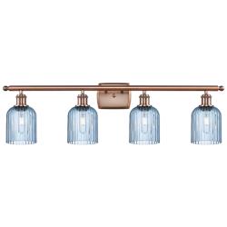 Ballston Bridal Veil 4 Light 35" Bath Vanity Copper Princess Blue Shade