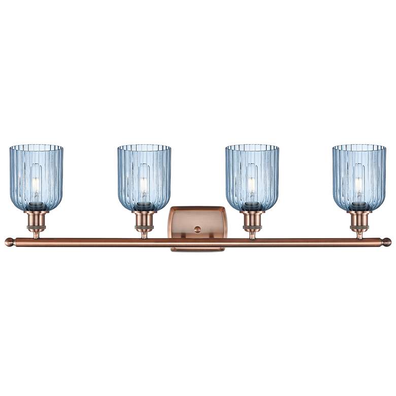 Image 2 Ballston Bridal Veil 4 Light 35" Bath Vanity Copper Princess Blue Shade more views