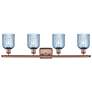 Ballston Bridal Veil 4 Light 35" Bath Vanity Copper Princess Blue Shade