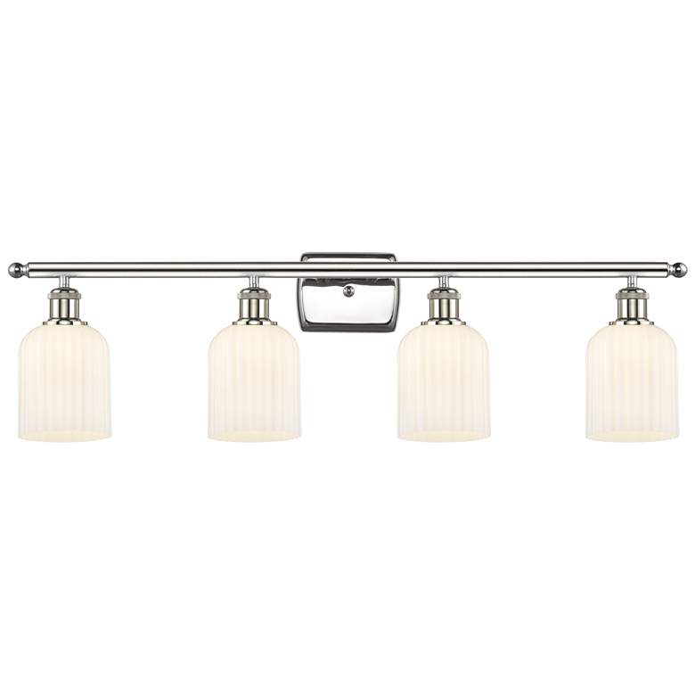 Image 1 Ballston Bridal Veil 4 Light 35" Bath Vanity Nickel Gloss White Shade