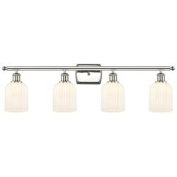 Ballston Bridal Veil 4 Light 35" Bath Vanity Nickel Gloss White Shade
