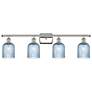 Ballston Bridal Veil 4 Light 35" Bath Vanity Nickel Princess Blue Shade