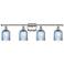 Ballston Bridal Veil 4 Light 35" Bath Vanity Nickel Princess Blue Shade