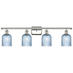 Ballston Bridal Veil 4 Light 35" Bath Vanity Nickel Princess Blue Shade