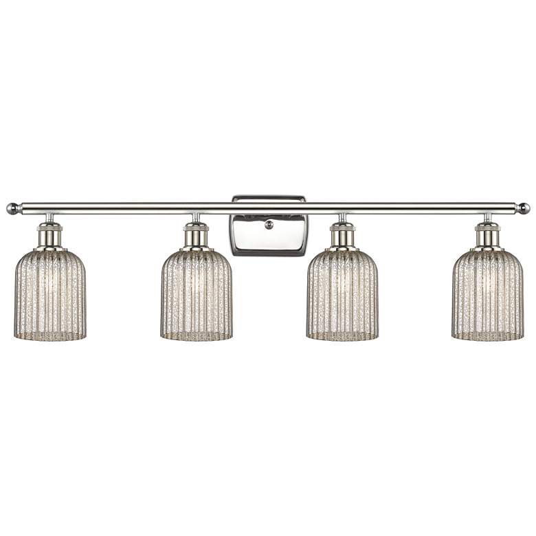 Image 1 Ballston Bridal Veil 4 Light 35" Bath Vanity Polished Nickel Mercury Shade