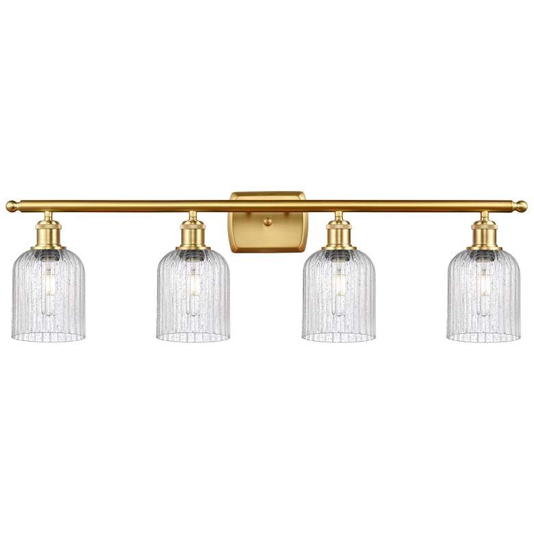 Image 1 Ballston Bridal Veil 4 Light 35" Bath Vanity Satin Gold Seedy Shade