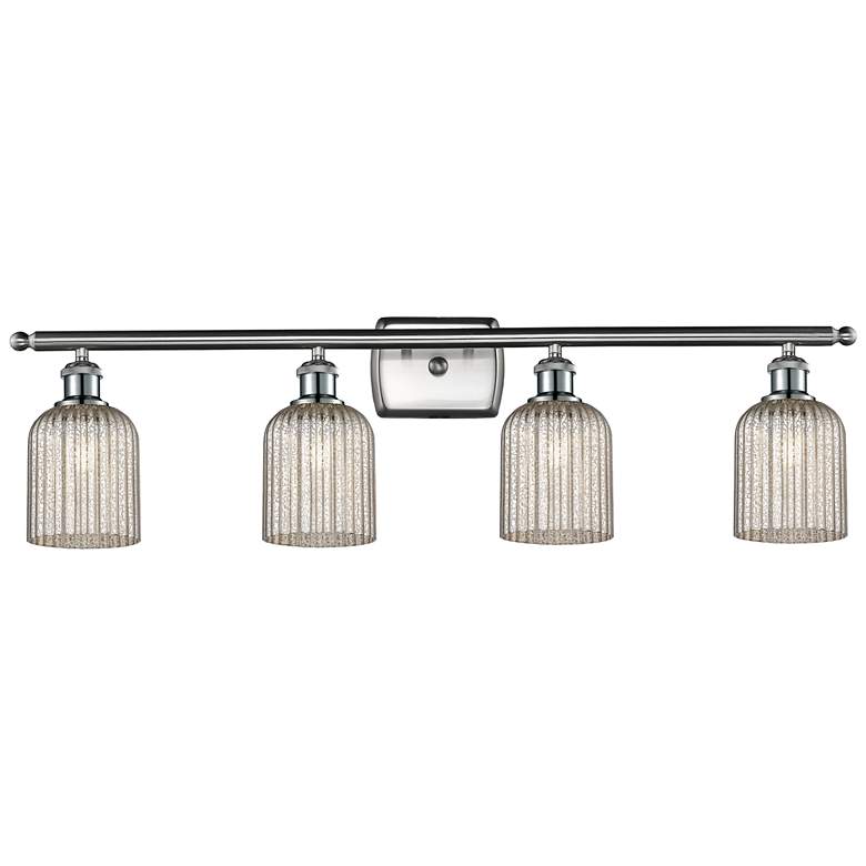 Image 1 Ballston Bridal Veil 4 Light 35" Bath Vanity Satin Nickel Mercury Shade