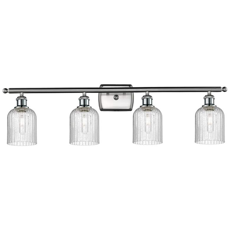 Image 1 Ballston Bridal Veil 4 Light 35" Bath Vanity Satin Nickel Seedy Shade