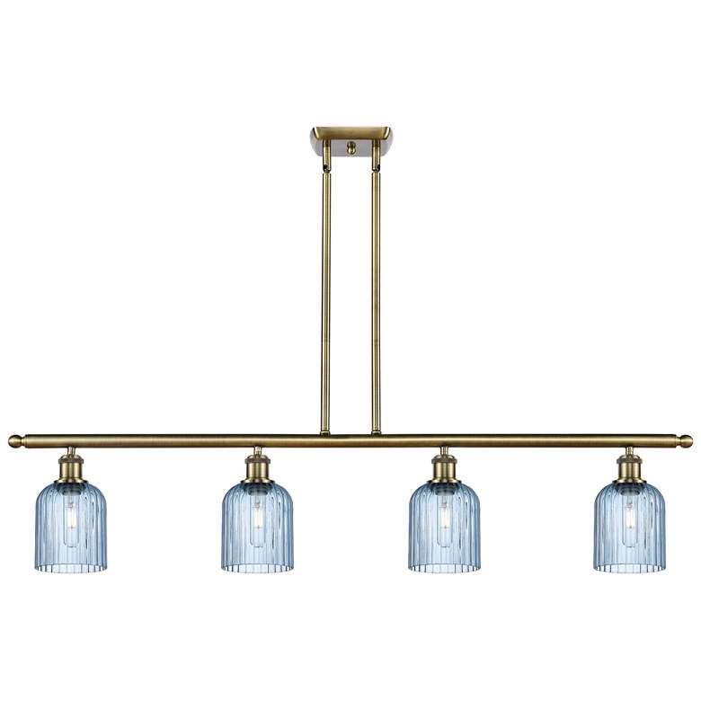 Image 1 Ballston Bridal Veil 4 Light 48" Stem Hung Island Light Antique Brass Blue