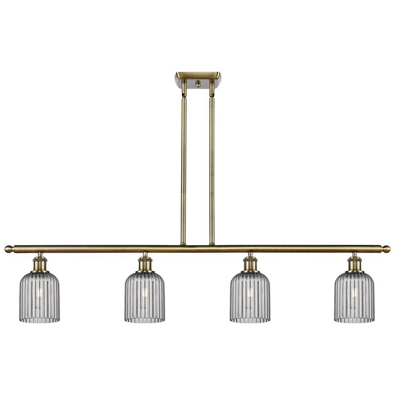 Image 1 Ballston Bridal Veil 4 Light 48" Stem Hung Island Light Antique Brass Smoke