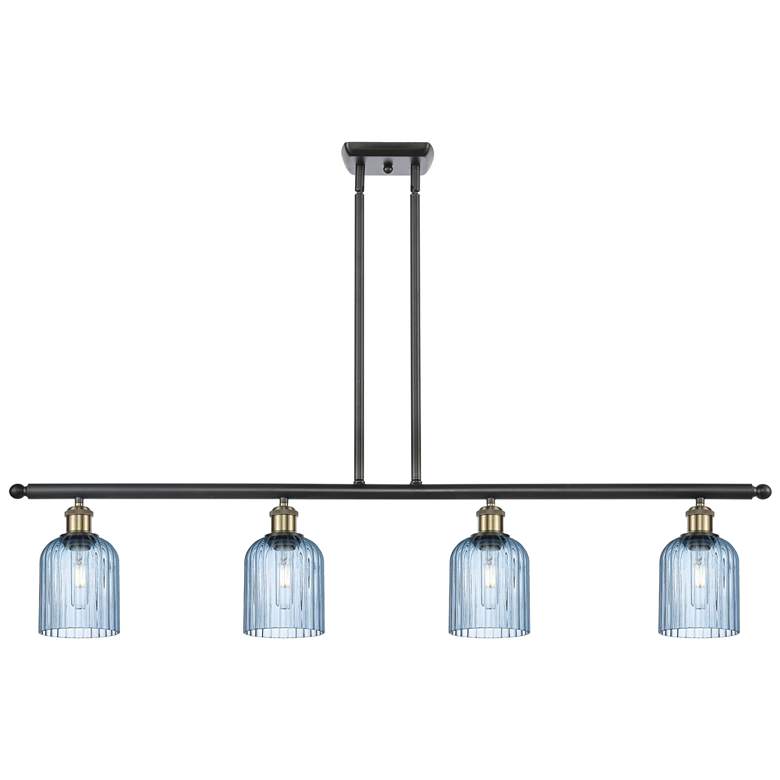 Image 1 Ballston Bridal Veil 4 Light 48" Stem Hung Island Light Black Brass & Blue
