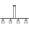 Ballston Bridal Veil 4 Light 48" Stem Hung Island Light Black Brass & Blue