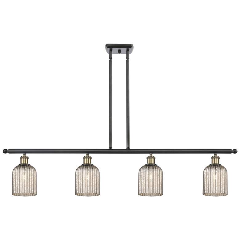 Image 1 Ballston Bridal Veil 4 Light 48" Stem Hung Island Light Black Brass Mercury