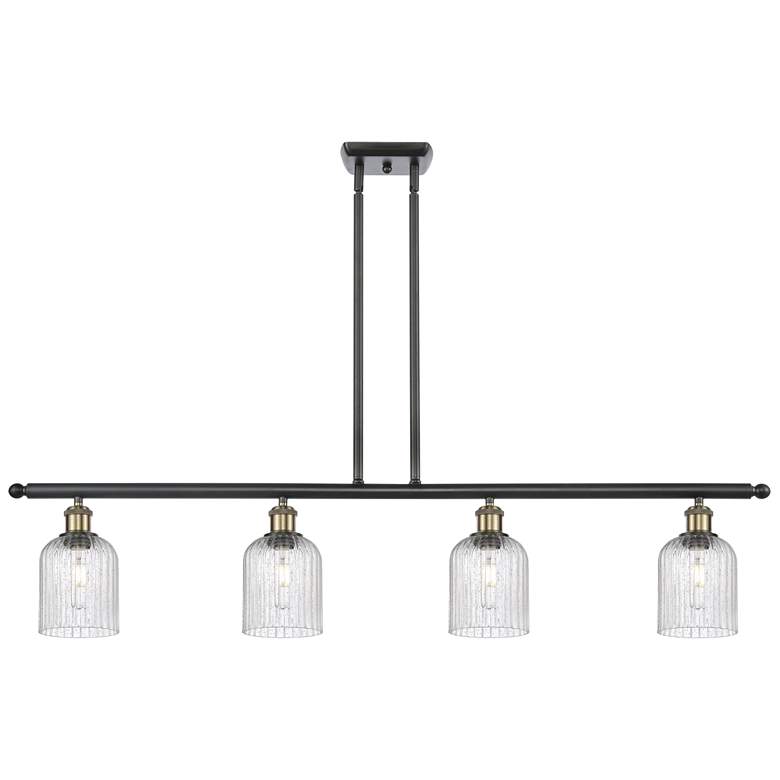 Image 1 Ballston Bridal Veil 4 Light 48" Stem Hung Island Light Black Brass & Seedy