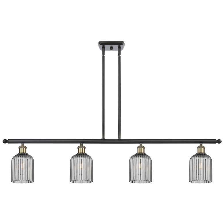 Image 1 Ballston Bridal Veil 4 Light 48" Stem Hung Island Light Black Brass & Smoke