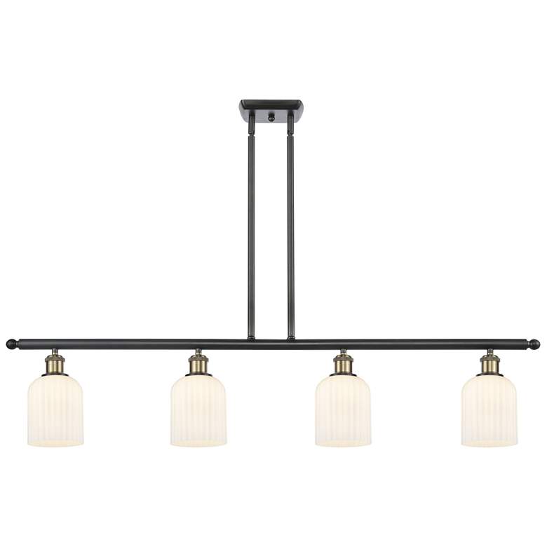 Image 1 Ballston Bridal Veil 4 Light 48" Stem Hung Island Light Black Brass & White