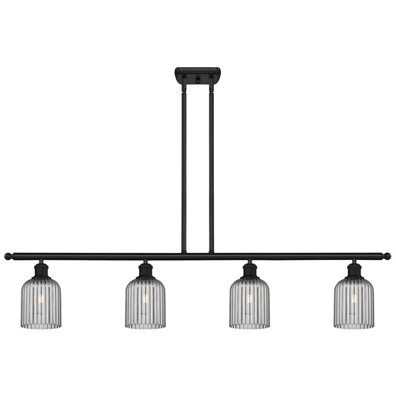 Image 1 Ballston Bridal Veil 4 Light 48" Stem Hung Island Light Black & Smoke Shade