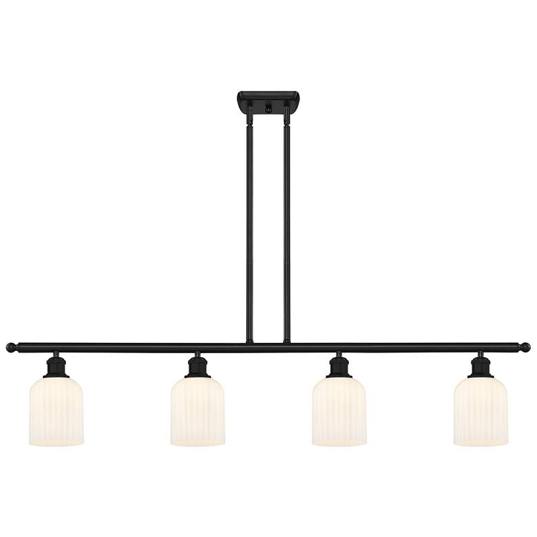 Image 1 Ballston Bridal Veil 4 Light 48" Stem Hung Island Light Black & White Shade