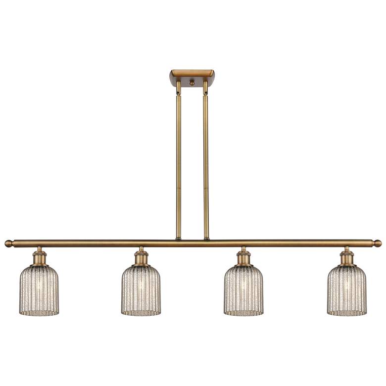 Image 1 Ballston Bridal Veil 4 Light 48" Stem Hung Island Light Brass Mercury Shade