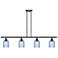 Ballston Bridal Veil 4 Light 48" Stem Hung Island Light Bronze & Blue Shade