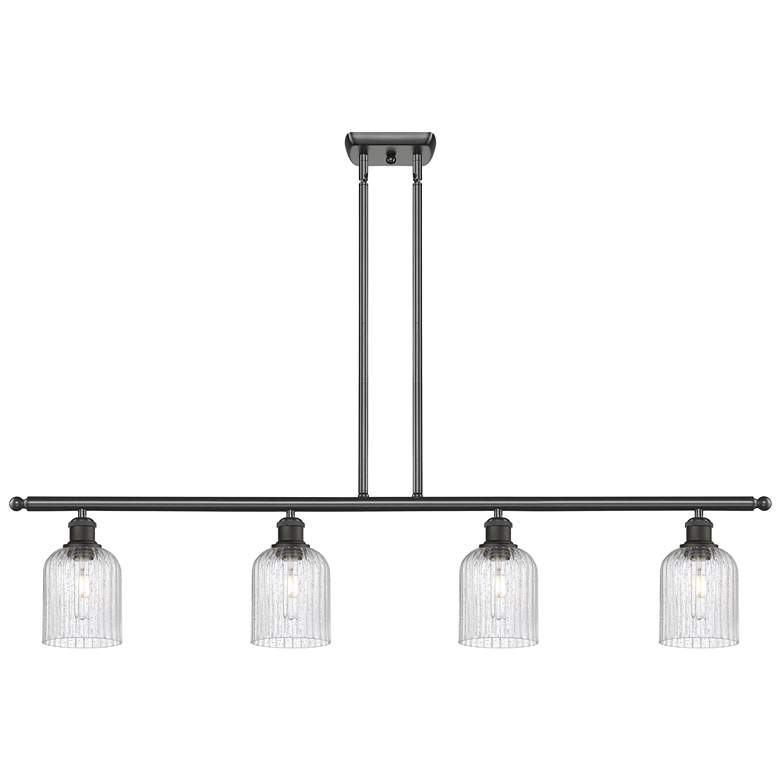 Image 1 Ballston Bridal Veil 4 Light 48" Stem Hung Island Light Bronze Seedy Shade