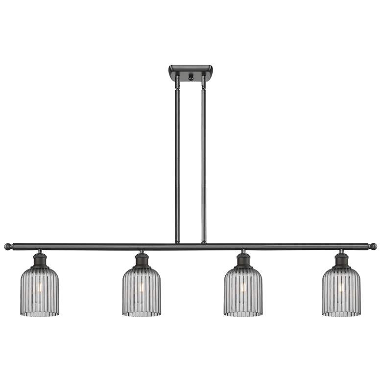 Image 1 Ballston Bridal Veil 4 Light 48" Stem Hung Island Light Bronze & Smoke