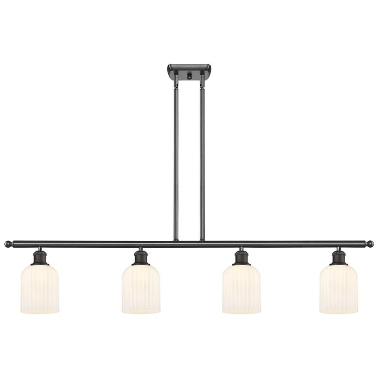 Image 1 Ballston Bridal Veil 4 Light 48" Stem Hung Island Light Bronze & White