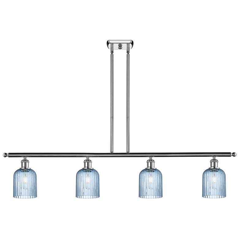 Image 1 Ballston Bridal Veil 4 Light 48" Stem Hung Island Light Chrome Blue Shade