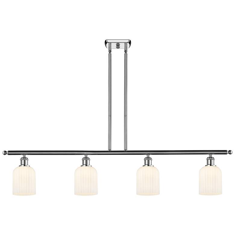 Image 1 Ballston Bridal Veil 4 Light 48" Stem Hung Island Light Chrome White Shade