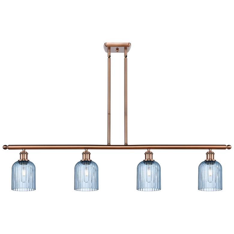 Image 1 Ballston Bridal Veil 4 Light 48" Stem Hung Island Light Copper Blue Shade
