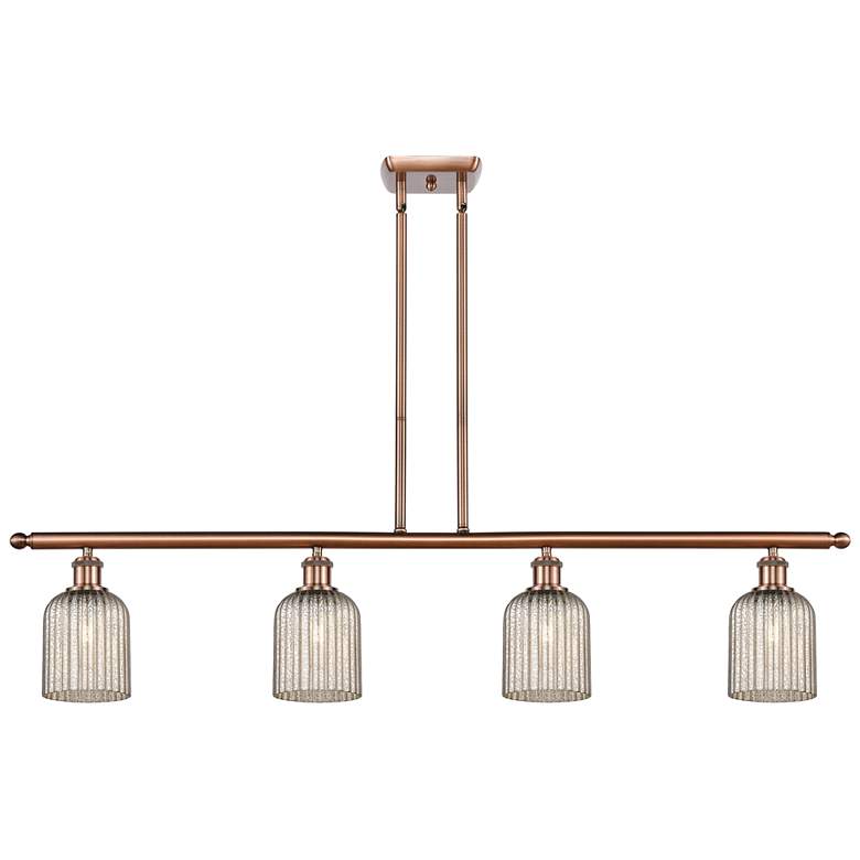 Image 1 Ballston Bridal Veil 4 Light 48" Stem Hung Island Light Copper & Mercury