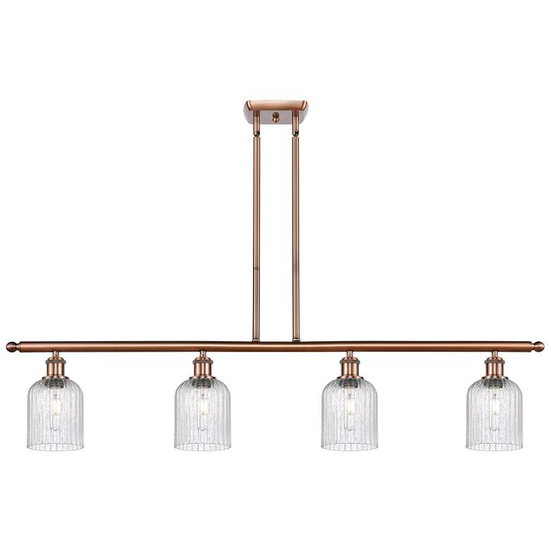 Image 1 Ballston Bridal Veil 4 Light 48" Stem Hung Island Light Copper Seedy Shade
